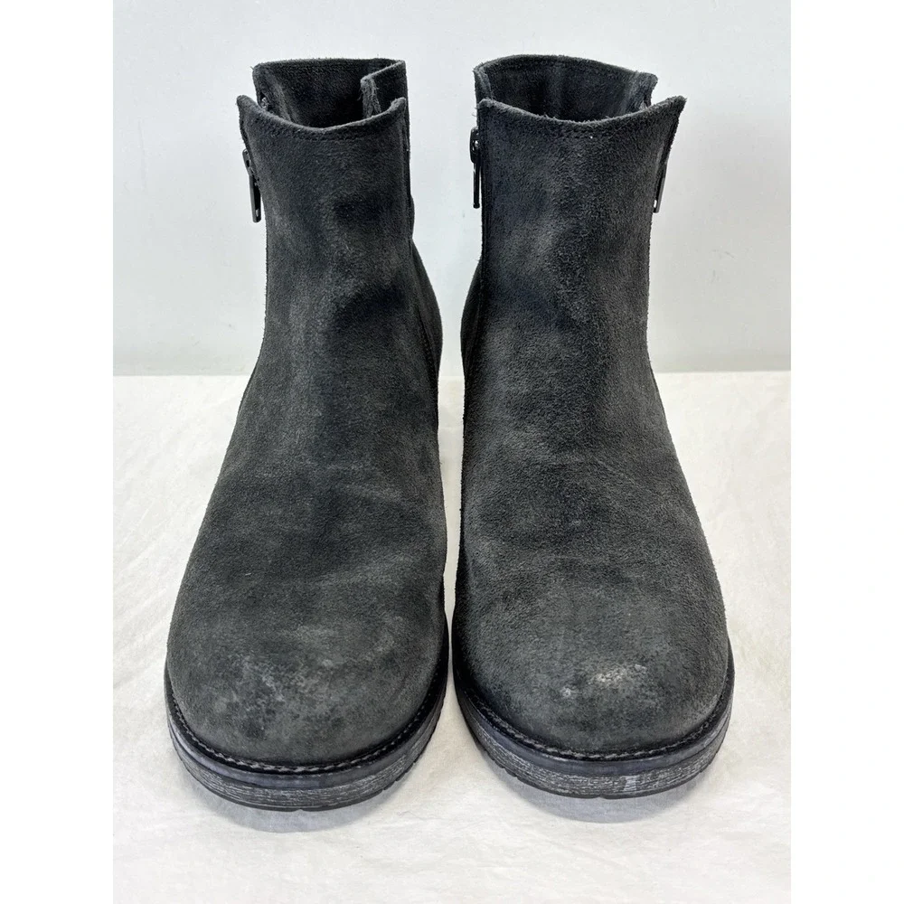 NAOT 'Wander' Oily Midnight Gray Suede Double Zip Ankle Boots EUR 40 US 9 Womens